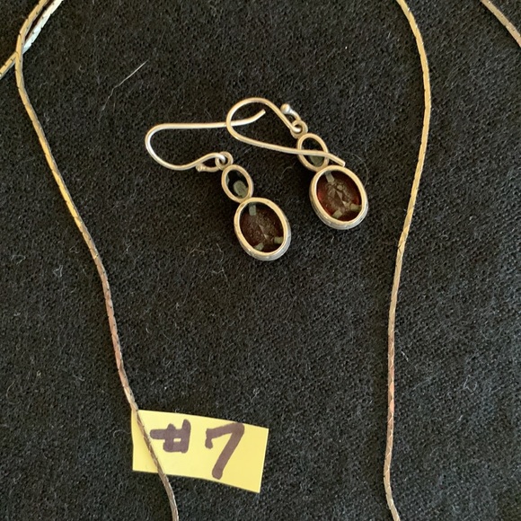 Long silver color necklace, earring set with ruby color stones. Make an offer. - Picture 7 of 8